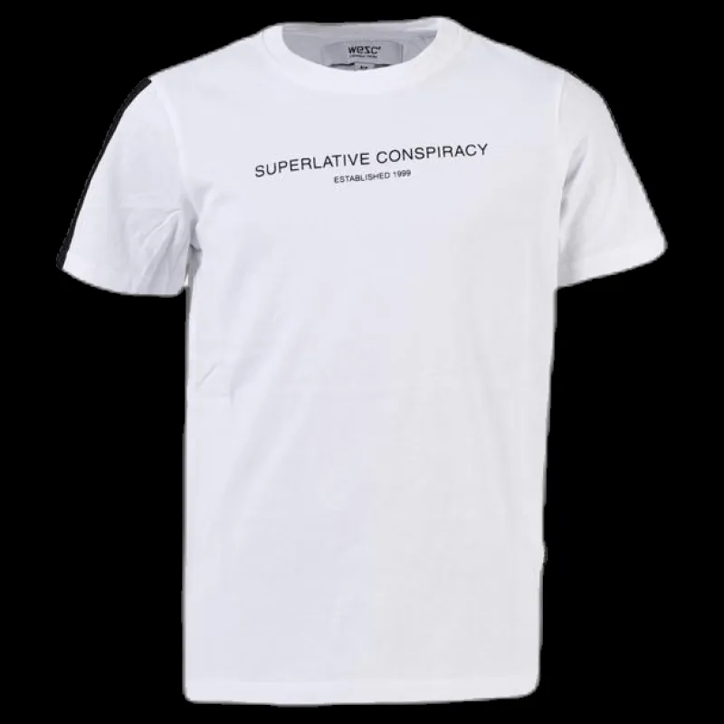 WeSC Superlative Conspiracy Logo Tee Youth White Vit Clearance