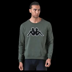 Hot Kappa Sweat RN, Logo Airivit Black/Green Svart och Grön