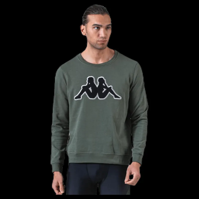 Hot Kappa Sweat RN, Logo Airivit Black/Green Svart och Grön