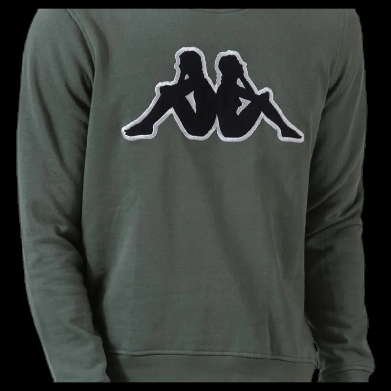 Hot Kappa Sweat RN, Logo Airivit Black/Green Svart och Grön