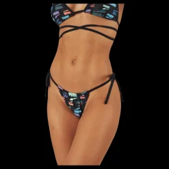 Sale Puma Swim Women Side Tie Tanga Stri Black Combo Flerfärgad