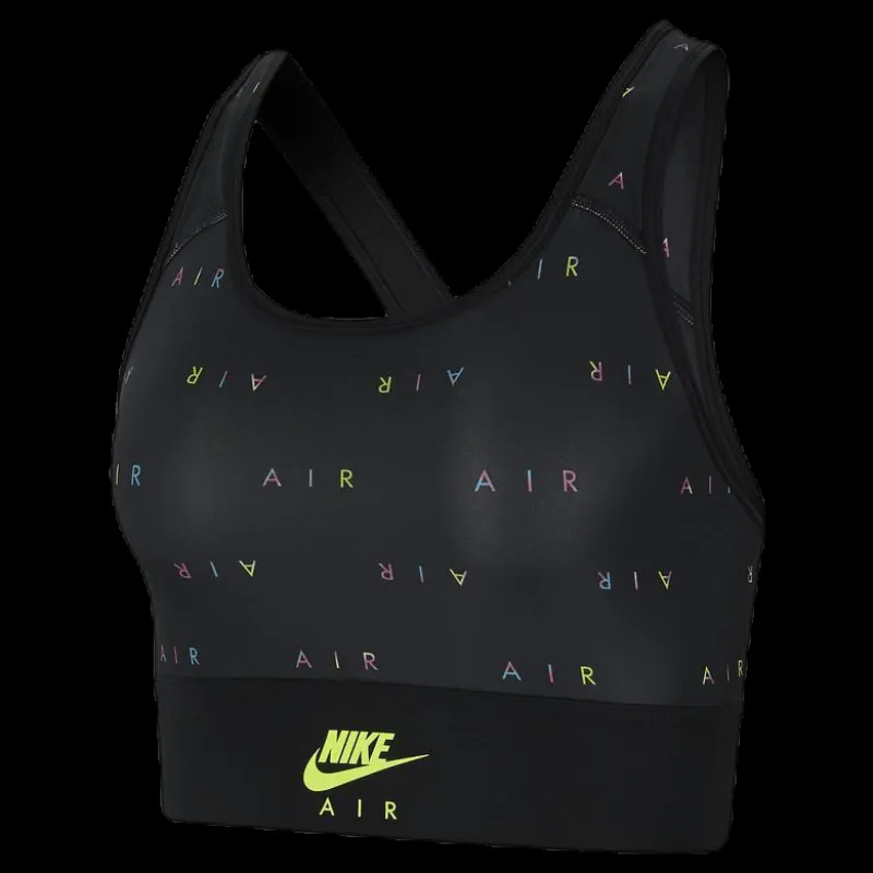 Hot Nike Swoosh Air Bra Print Black/Yellow Svart