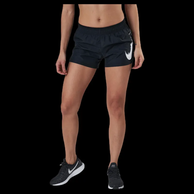 Sale Nike Swoosh Run Shorts White/Black Svart