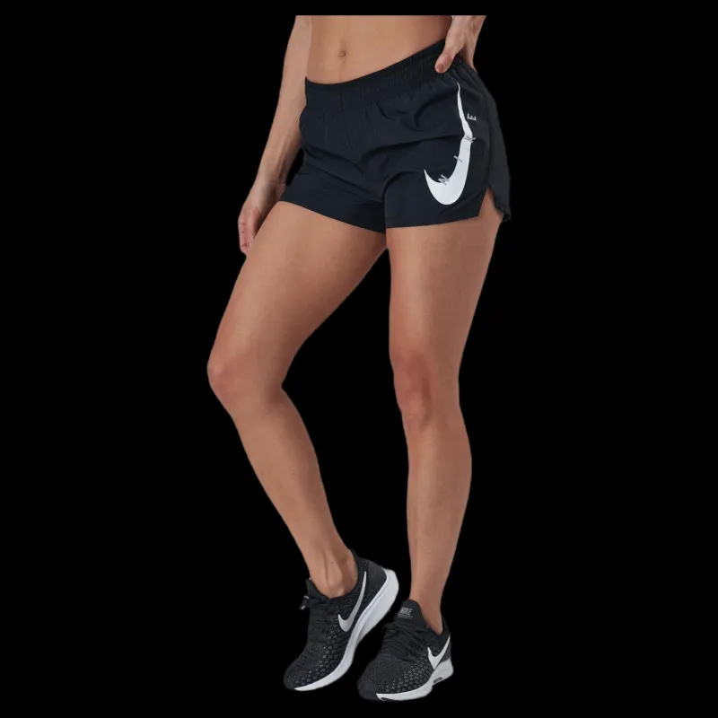 Sale Nike Swoosh Run Shorts White/Black Svart
