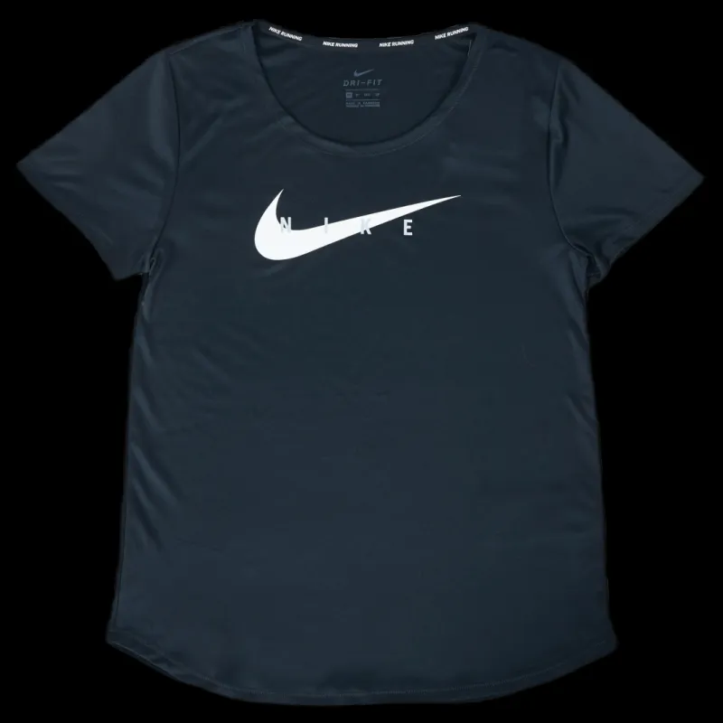 Nike Swoosh Run Top SS Black/Silver Svart Online