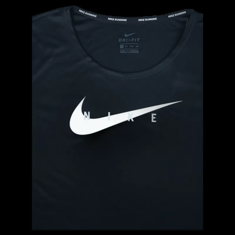 Nike Swoosh Run Top SS Black/Silver Svart Online