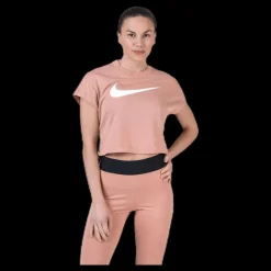 Nike Swoosh SS Crop Top Red Rosa