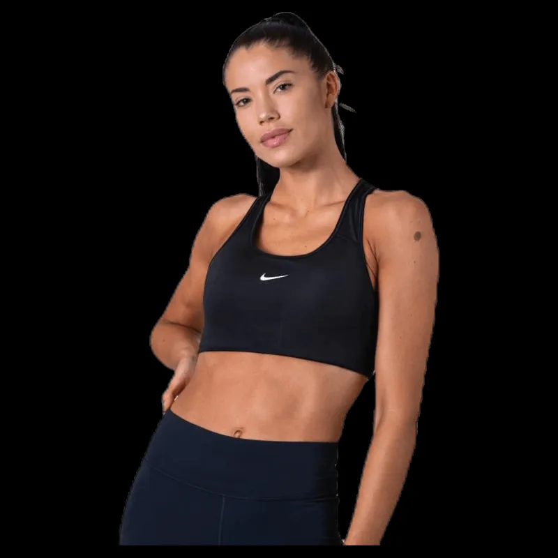 New Nike Swoosh Women's Medium-Support 1-Piece Pad Sports Bra BLACK/WHITE Svart
