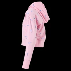 Hot Nike Swooshfetti Crop Hoodie Junior Pink/Blue Rosa