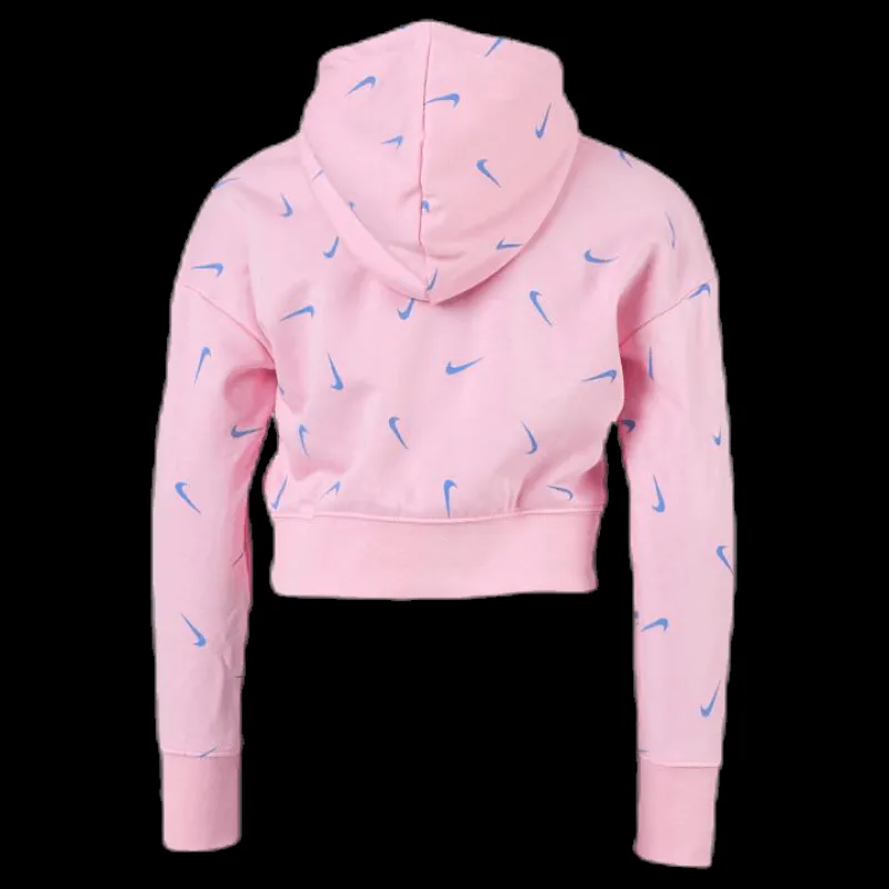 Hot Nike Swooshfetti Crop Hoodie Junior Pink/Blue Rosa