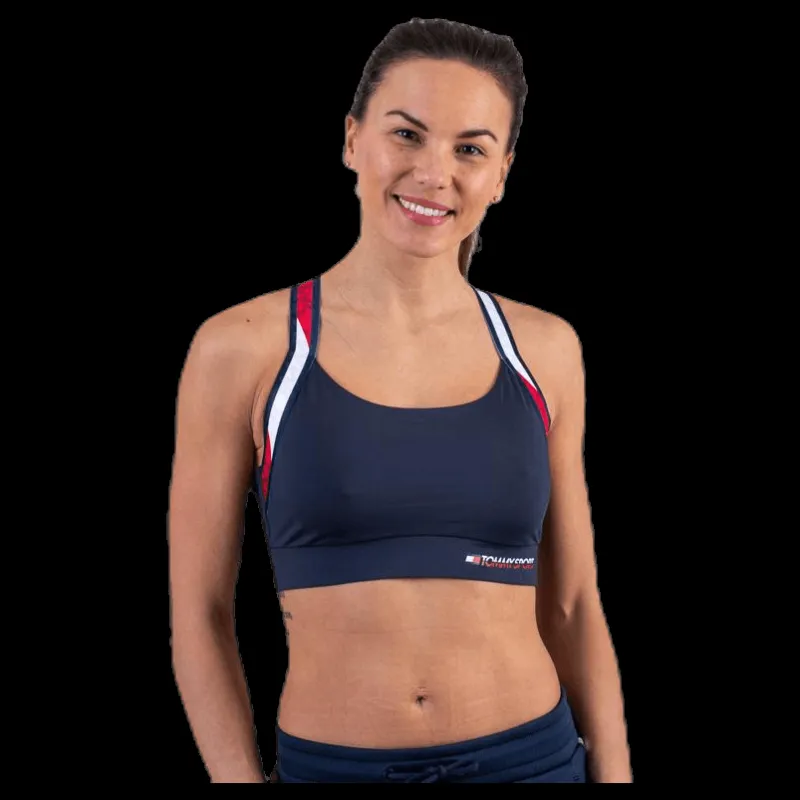Tommy Hilfiger Sport Tape Bra Medium Impact Blue Blå Sale