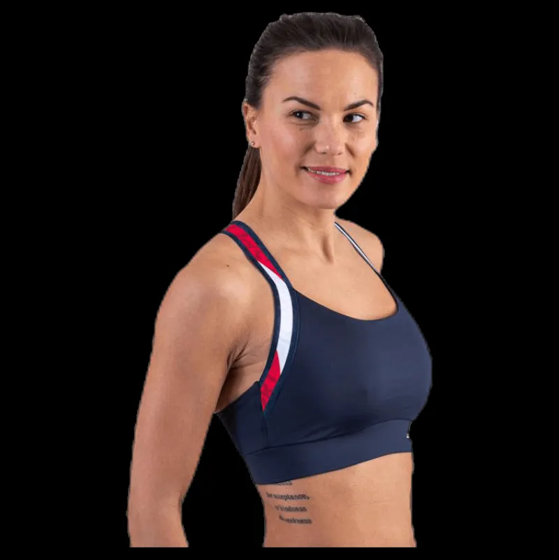 Tommy Hilfiger Sport Tape Bra Medium Impact Blue Blå Sale