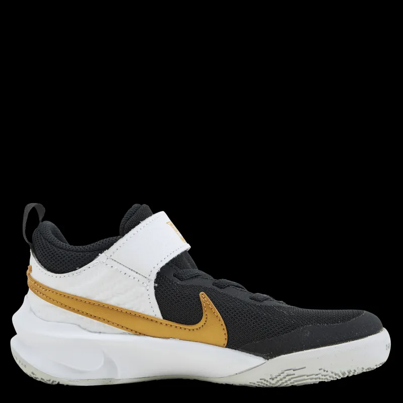 Nike Team Hustle D 10 Little Kids' Shoes BLACK/METALLIC GOLD-WHITE-PHOTON DUST Svart Hot