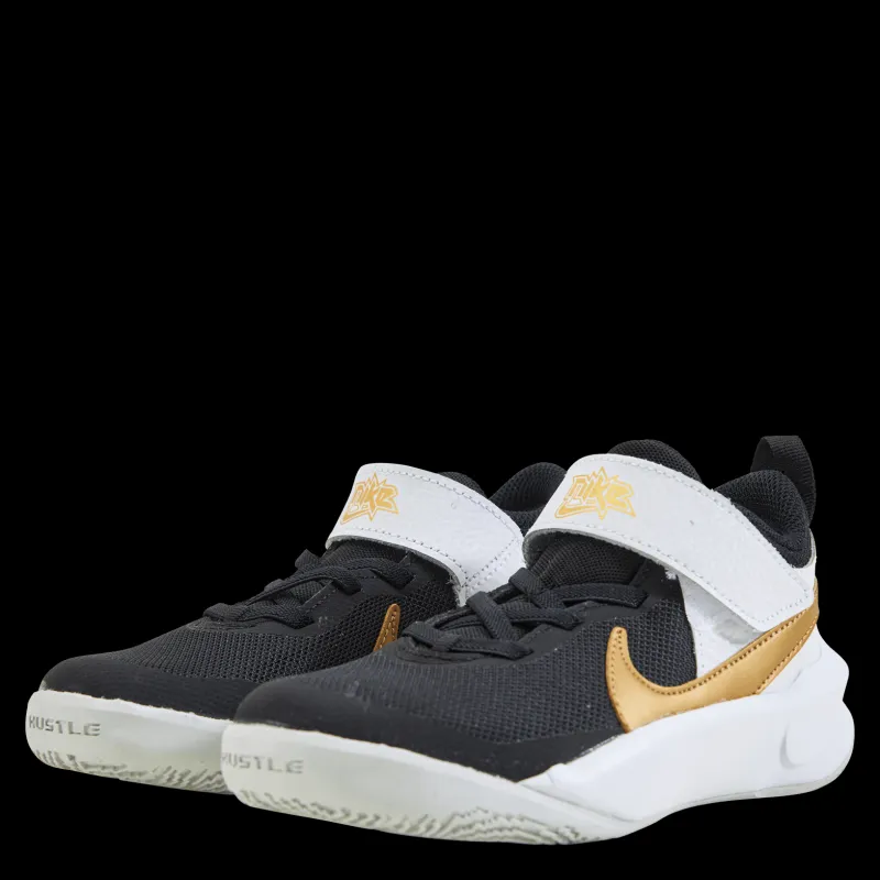 Nike Team Hustle D 10 Little Kids' Shoes BLACK/METALLIC GOLD-WHITE-PHOTON DUST Svart Hot