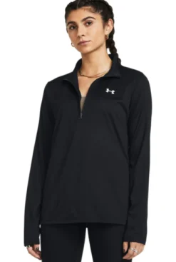 Clearance Under Armour Tech 1/2 Zip- Solid Black Svart