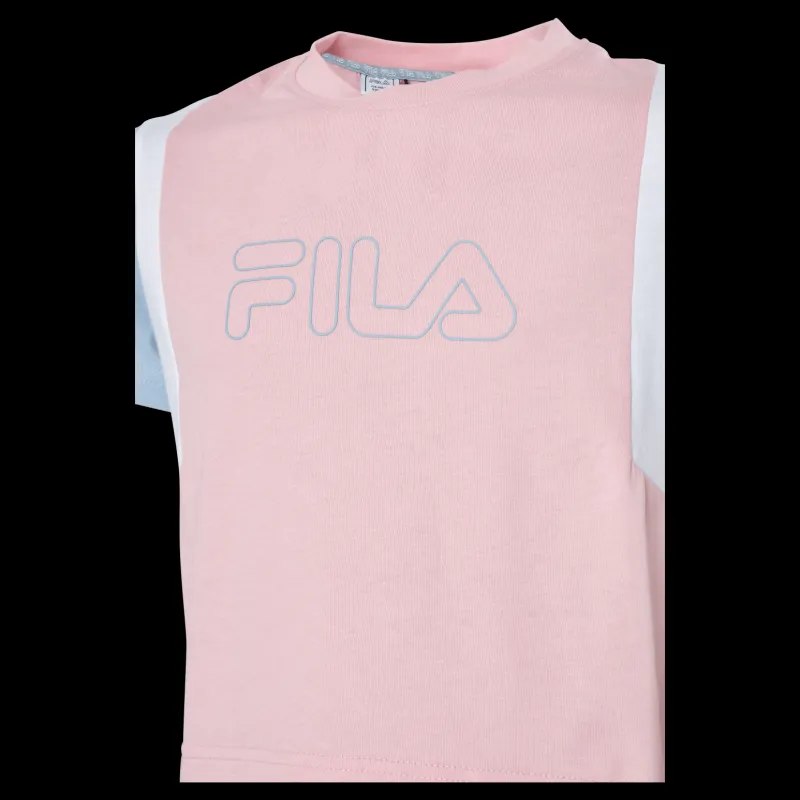 Clearance Fila Teens Girls Samara Blocked Cro Coral Blush-blue Fog-bright Wh Flerfärgad
