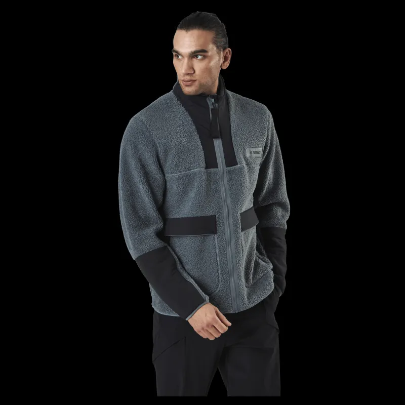 Clearance adidas Terrex Sherpa Fullzip Fleece Blue Oxide / Black Grå