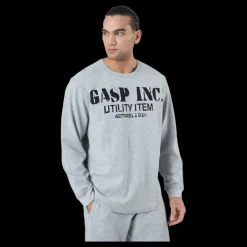 Sale GASP Thermal Gym Sweater Grey Melange Grå