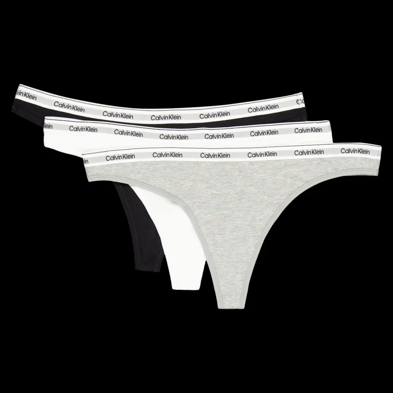 Calvin Klein Thong 3pk Black/white/grey Heather Svart, Grå och Vit