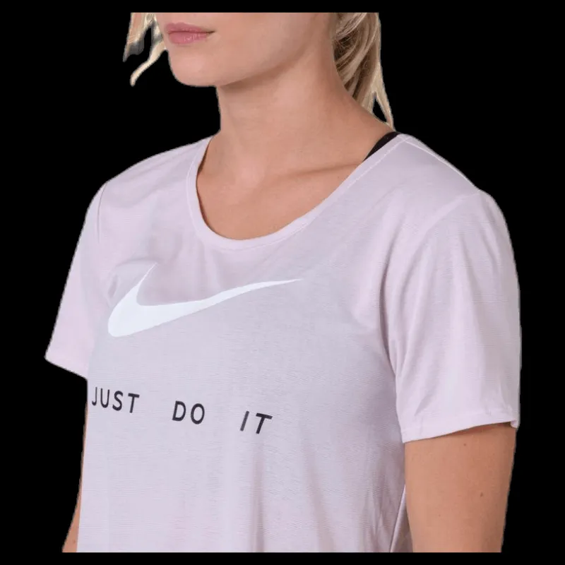 New Nike Top SS Swoosh Run Pink/White Lila