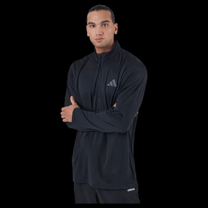New adidas Train Essentials Seasonal Training 1/4-Zip Long Sleeve Sweatshirt Black Svart