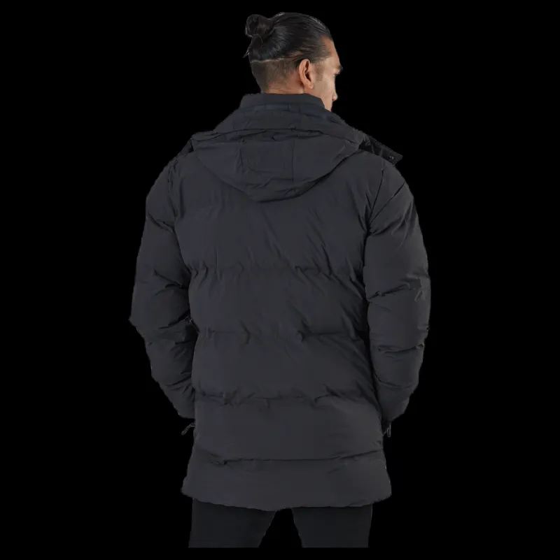 Discount Superdry Train Heavyweight Puffer Dark Charcoal Svart