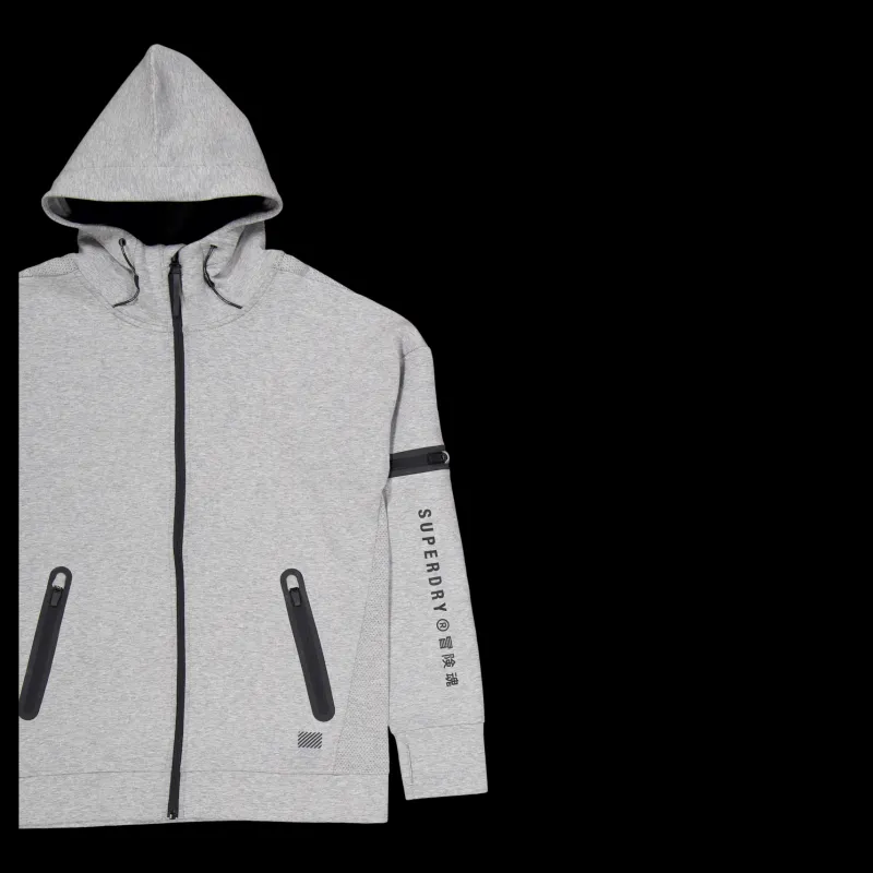 Online Superdry Training Gymtech Ziphood Grey Marl Grå