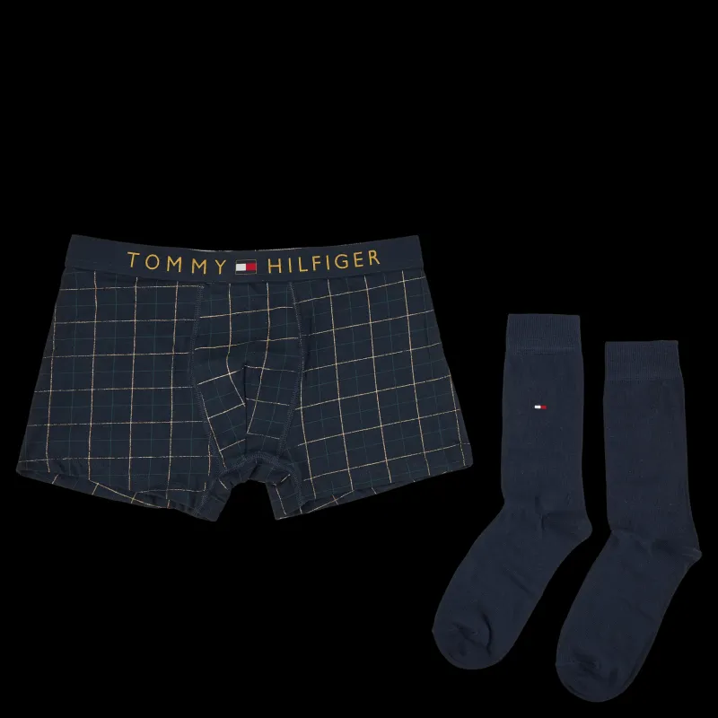 Sale Tommy Hilfiger Trunk & Sock Set Window Check/des Sky Mönstrad