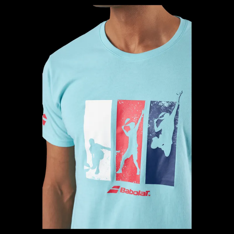 Sale Babolat T-shirt Padel Cotton Turquoise Blå