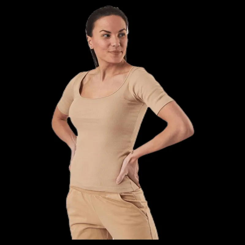 Bread & Boxers T-shirt Ribbed Beige