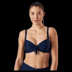 Online Abecita Twisted Solid Unique Wire Bra Blue Blå