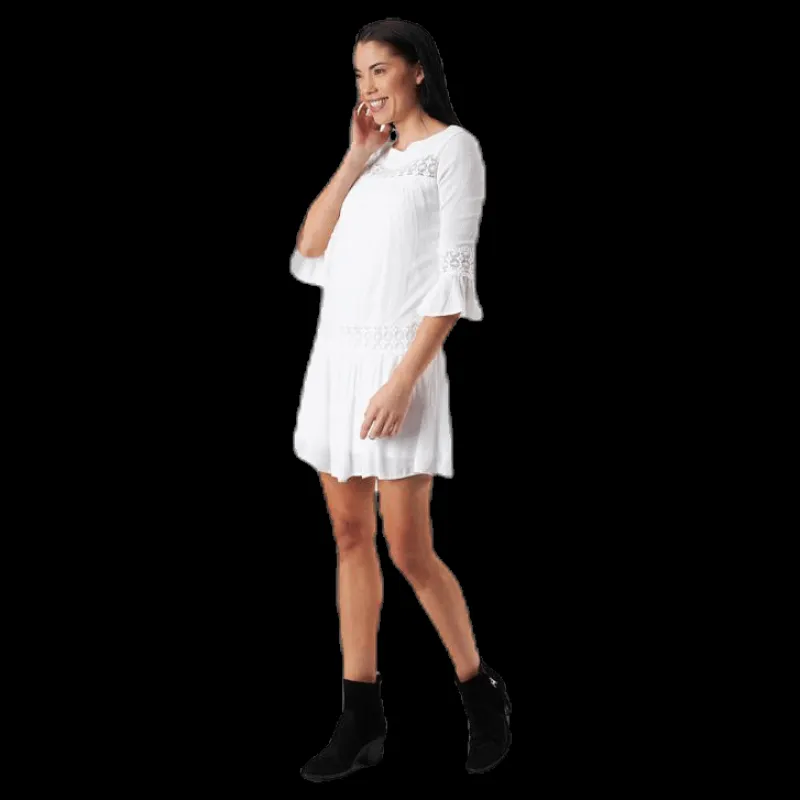 Only Tyra 3/4 Flare Short Dress Wvn White Vit Sale