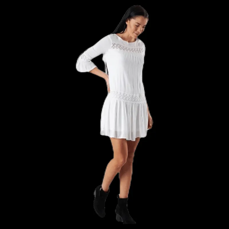 Only Tyra 3/4 Flare Short Dress Wvn White Vit Sale