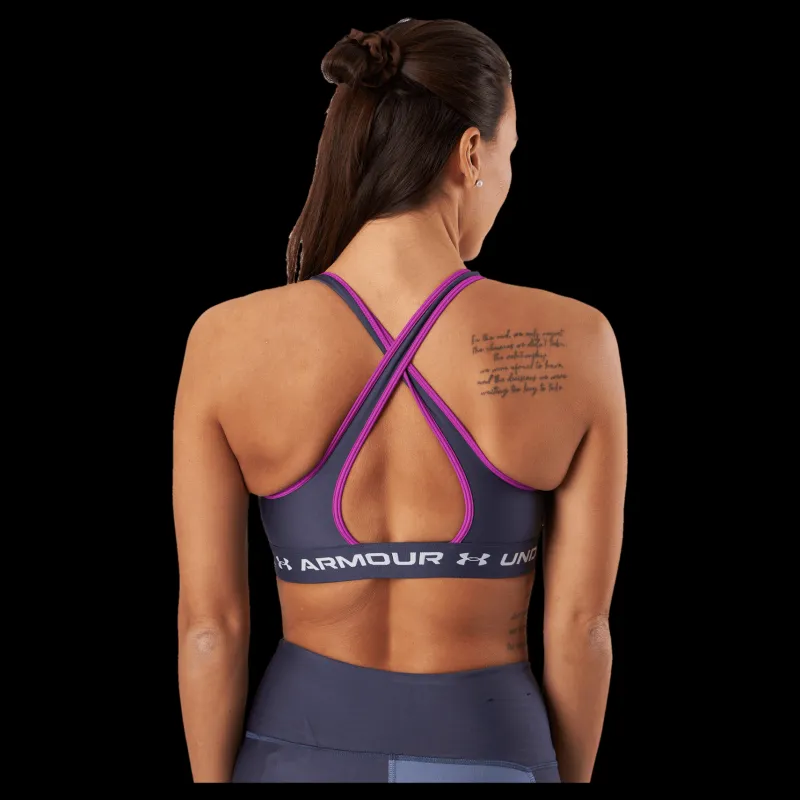 Under Armour Ua Crossback Mid Bra Tempered Steel Grå New