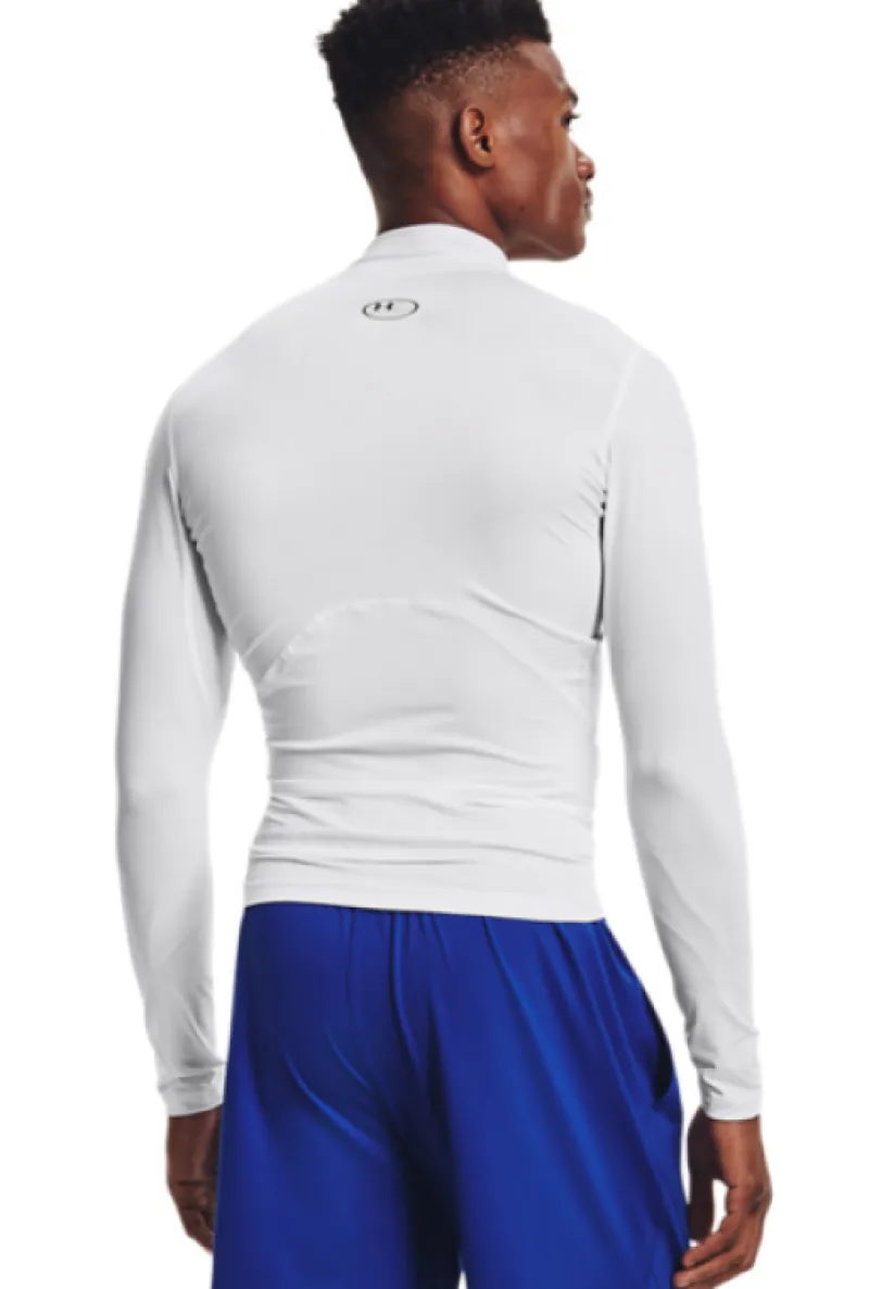 New Under Armour Ua Hg Armour Comp Mock Ls White Vit