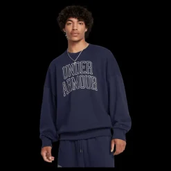 Under Armour Ua Icon Hwt Terry Os Crew Midnight Navy Blå New