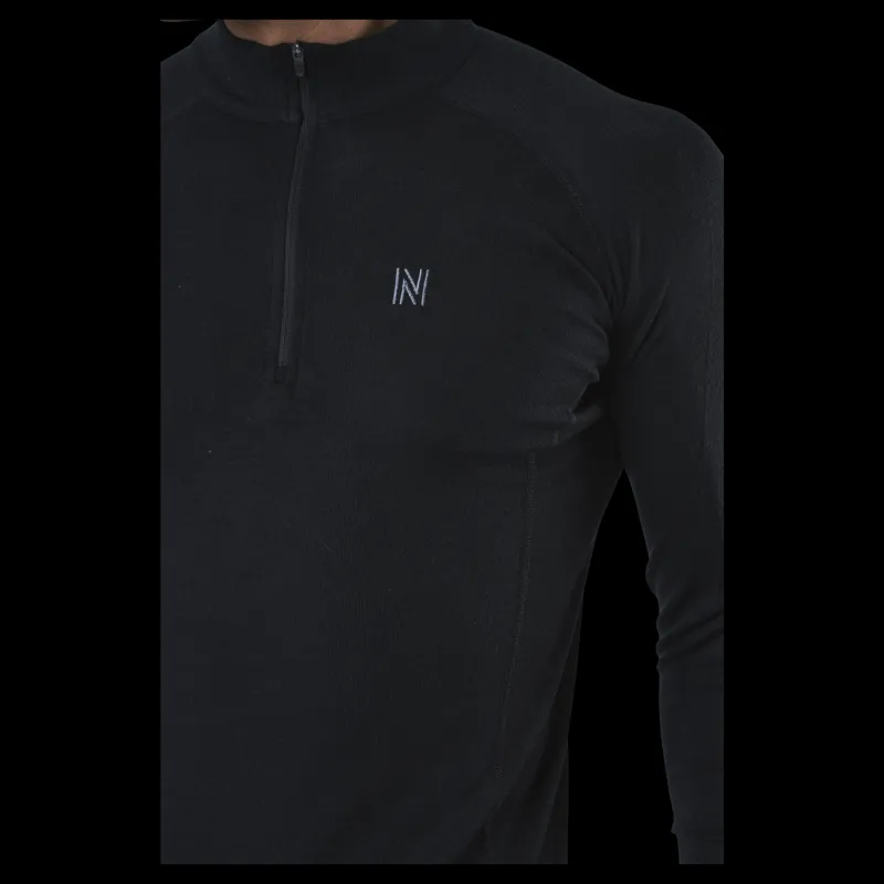 Discount Norfolk Ubbe Long Sleeve with Zip 100% Merino Wool Black Svart