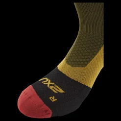 Outlet 2XU Vectr Light Cushion Crew Sock Winter Moss/chilli Oil Grön och Flerfärgad
