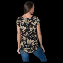 Best Only Vic Ss Aop Top Wvn Black Svart