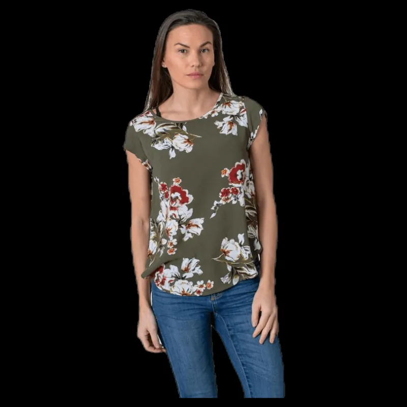 Only Vic Ss Aop Top Wvn Black Svart