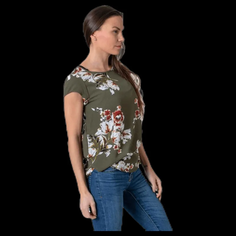 Only Vic Ss Aop Top Wvn Black Svart