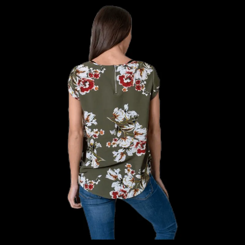 Only Vic Ss Aop Top Wvn Black Svart