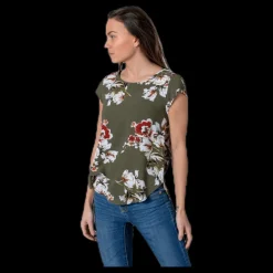 Only Vic Ss Aop Top Wvn Black Svart