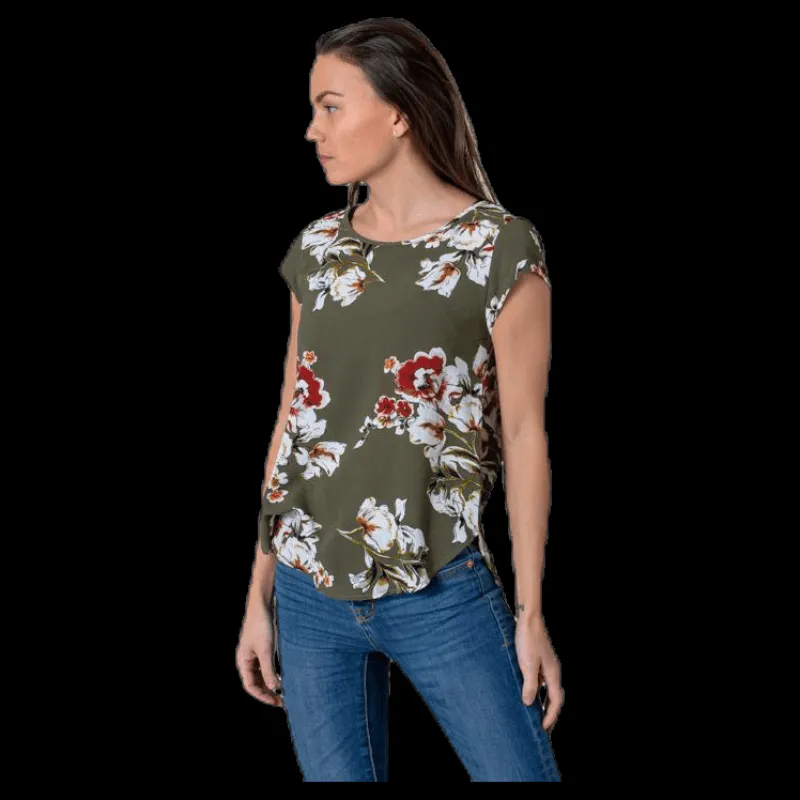 Only Vic Ss Aop Top Wvn Black Svart