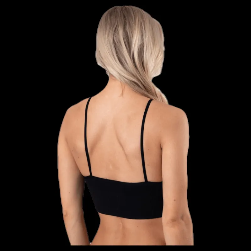Outlet Only Vicky Rib Seamless V-Neck Top Black Svart