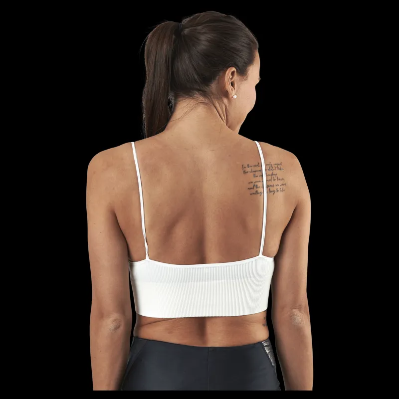 Only Vicky Rib Seamless V-Neck Top White Vit