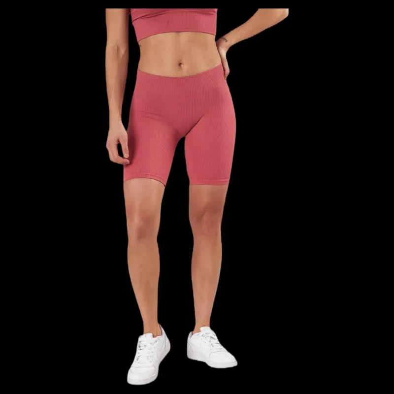New Only Vicky Rib Seamless Shorts Red Rosa