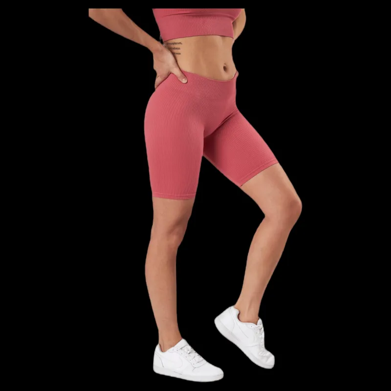 New Only Vicky Rib Seamless Shorts Red Rosa
