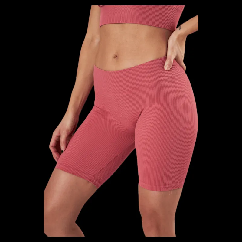 New Only Vicky Rib Seamless Shorts Red Rosa