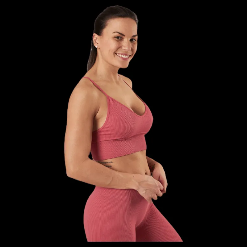 Best Only Vicky Rib Seamless V-neck Top Pink Rosa